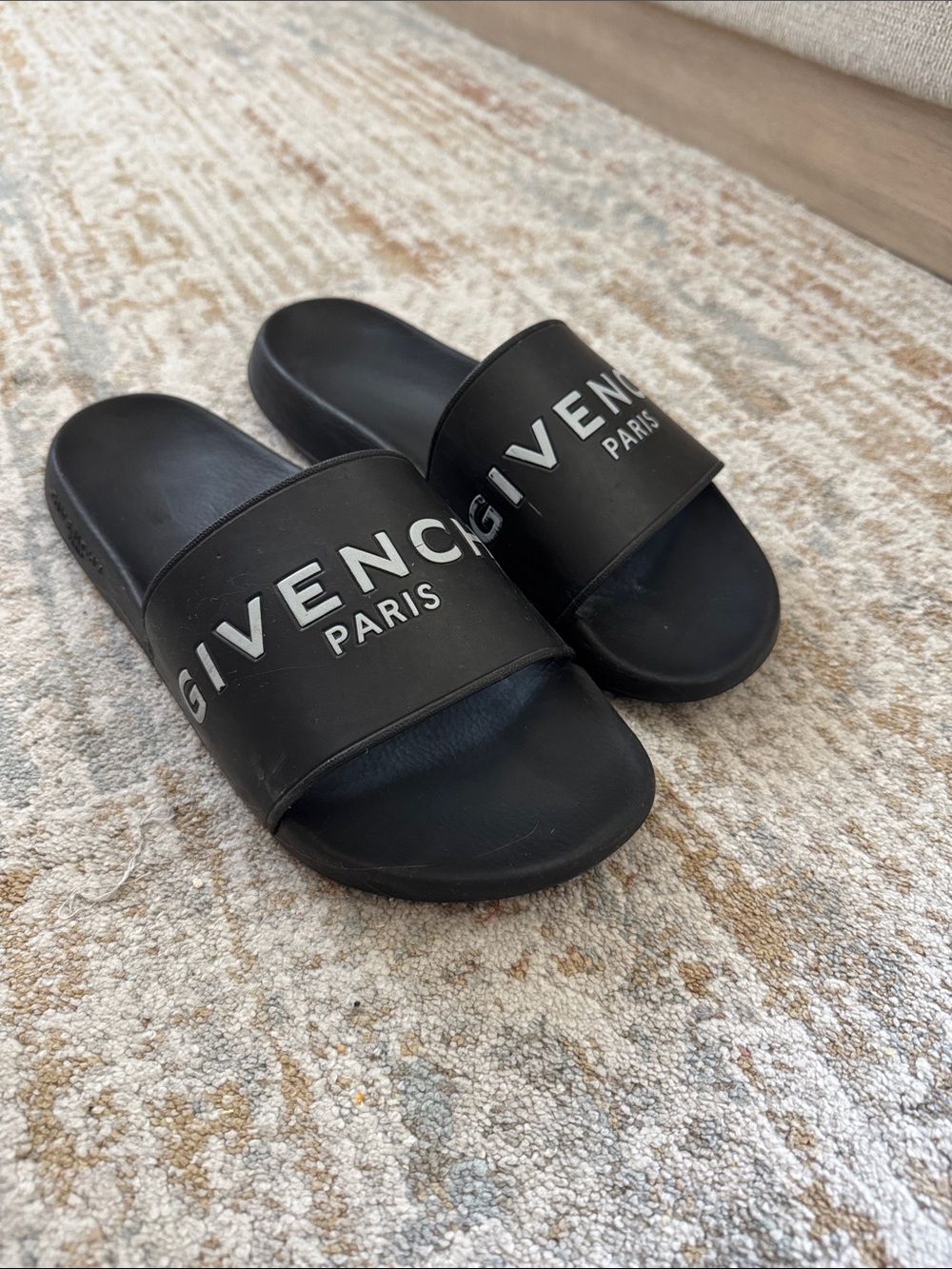 Givenchy Black and White Logo Slide Sandals